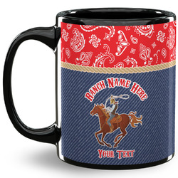 Western Ranch 11 Oz Coffee Mug - Black (Personalized)