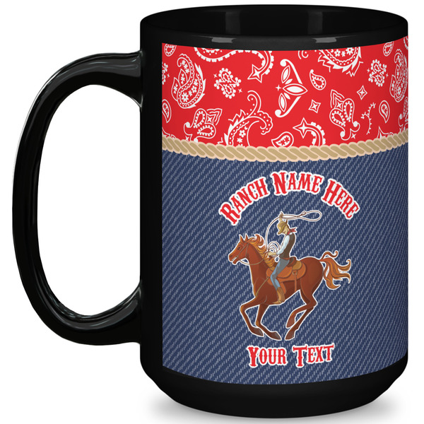 Custom Western Ranch 15 Oz Coffee Mug - Black (Personalized)