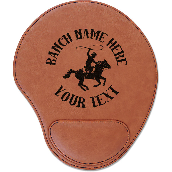 Custom Western Ranch Leatherette Mouse Pad with Wrist Support (Personalized)