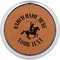 Western Ranch Cognac Leatherette Round Coasters w/ Silver Edge - Single