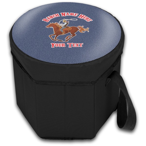 Western Ranch Collapsible Personalized Cooler & Seat (Closed)
