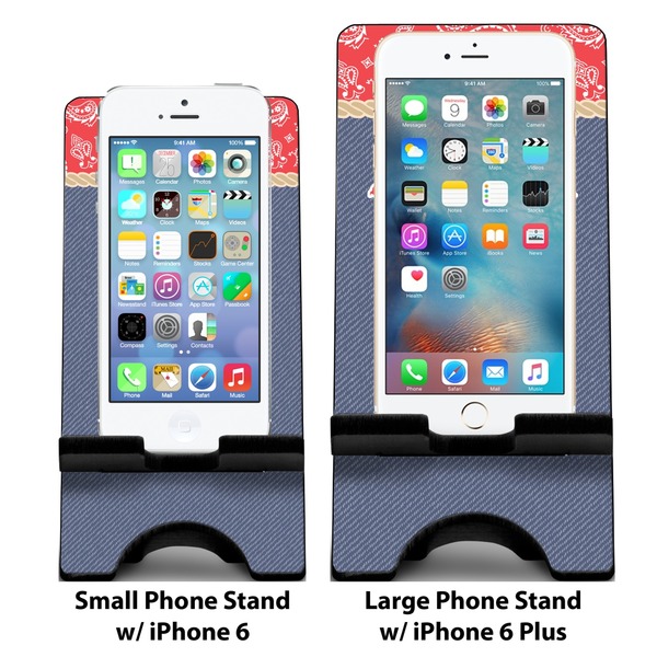 Western Ranch Compare Phone Stand Sizes - with iPhones