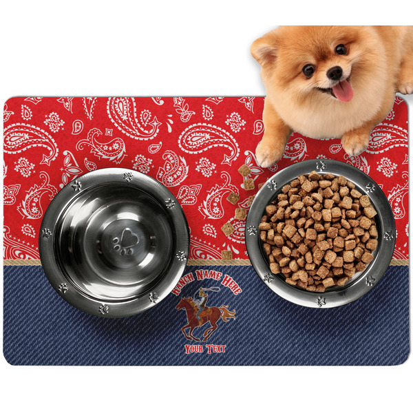 Custom Western Ranch Dog Food Mat - Small w/ Name or Text