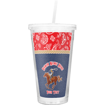 Western Ranch Double Wall Tumbler with Straw (Personalized)