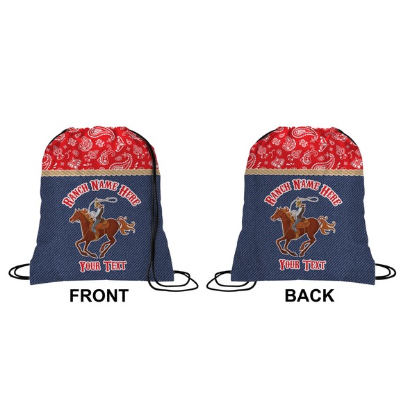 Western Ranch Drawstring Backpack Front & Back Medium