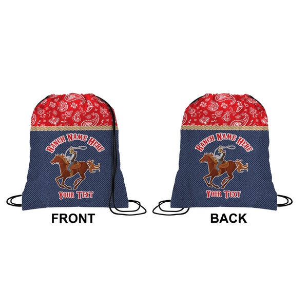 Western Ranch Drawstring Backpack Front & Back Small
