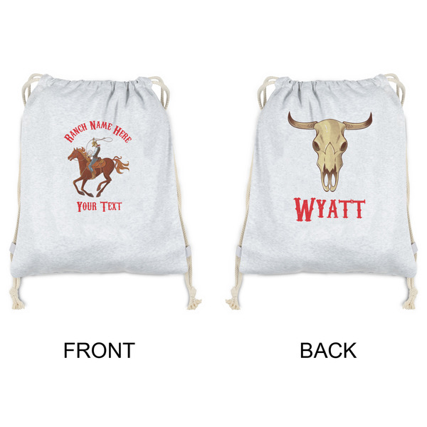 Western Ranch Drawstring Backpacks - Sweatshirt Fleece - Double Sided - APPROVAL