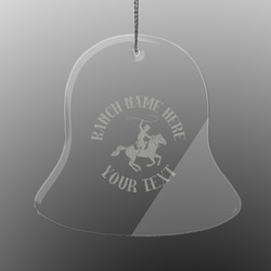 Western Ranch Engraved Glass Ornament - Bell (Personalized)