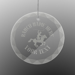 Western Ranch Engraved Glass Ornament - Round (Personalized)