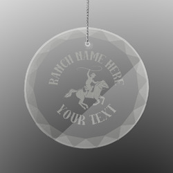 Western Ranch Engraved Glass Ornament - Round (Personalized)
