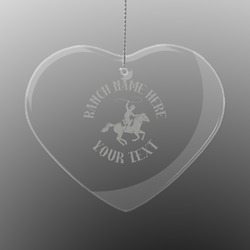 Western Ranch Engraved Glass Ornament - Heart (Personalized)