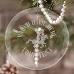 Western Ranch Engraved Glass Ornament (Personalized)