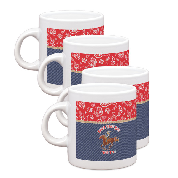 Custom Western Ranch Single Shot Espresso Cups - Set of 4 (Personalized)