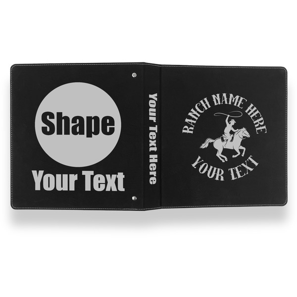Western Ranch Leather Binder - 1" - Black- Back Spine Front View