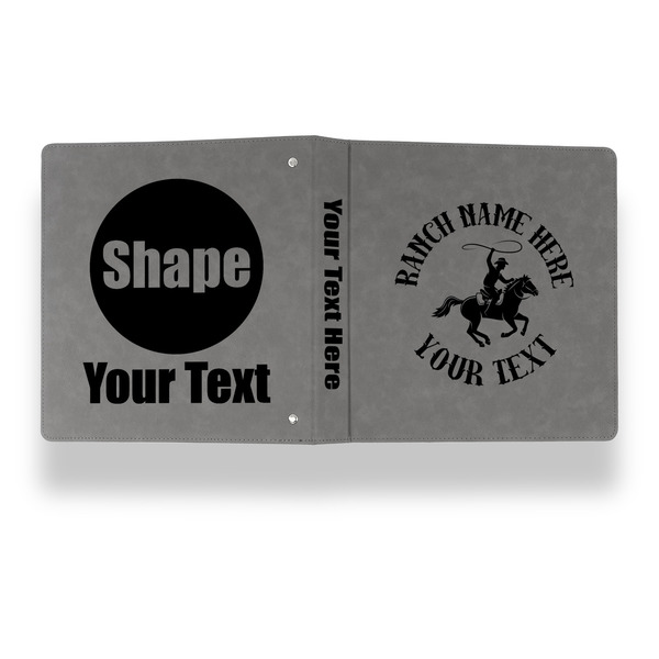 Western Ranch Leather Binder - 1" - Grey - Back Spine Front View