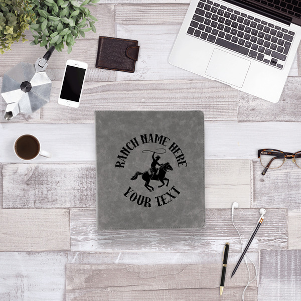 Western Ranch Leather Binder - 1" - Grey - Lifestyle View