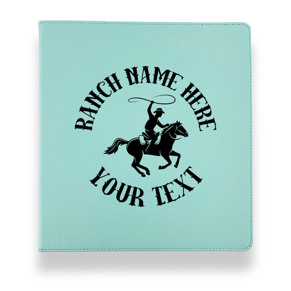 Custom Western Ranch Leather Binder - 1" - Teal (Personalized)
