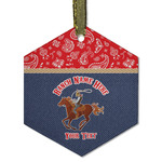 Western Ranch Flat Glass Ornament - Hexagon w/ Name or Text