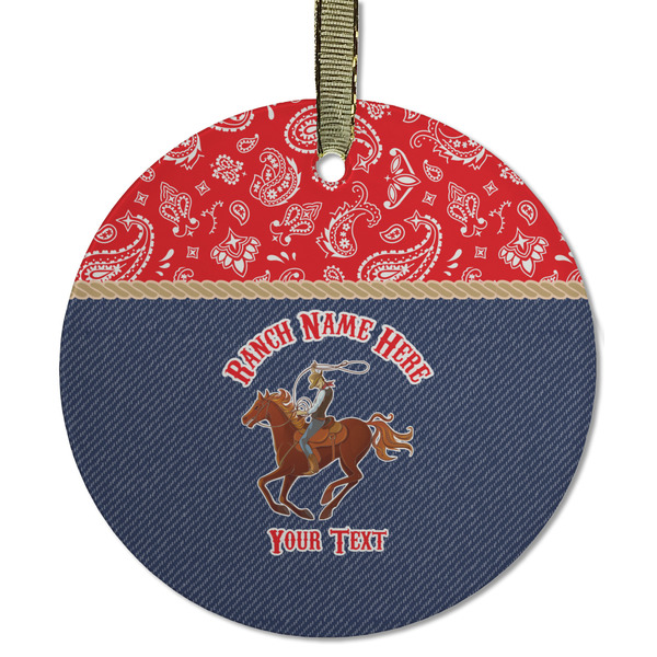 Western Ranch Frosted Glass Ornament - Round