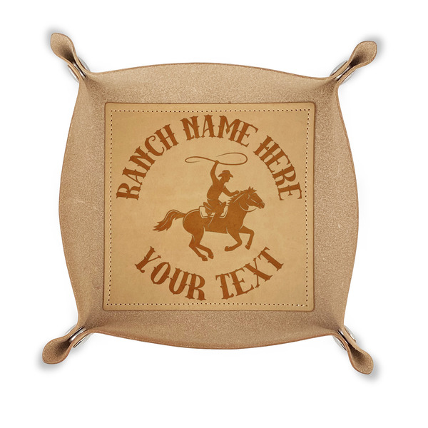 Custom Western Ranch Genuine Leather Valet Tray (Personalized)