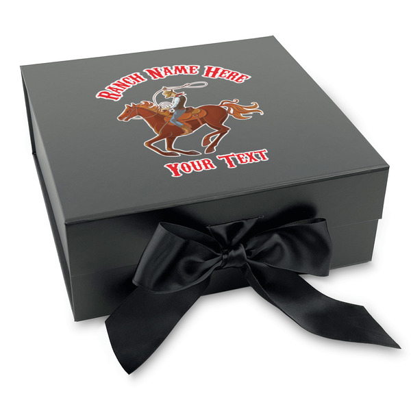 Custom Western Ranch Gift Box with Magnetic Lid - Black (Personalized)
