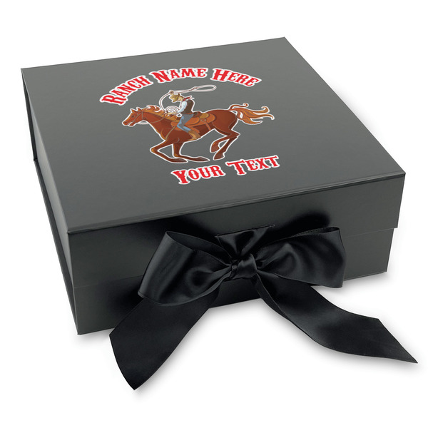 Western Ranch Gift Boxes with Magnetic Lid - Black - Front (angle)