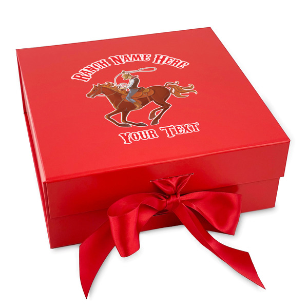 Custom Western Ranch Gift Box with Magnetic Lid - Red (Personalized)
