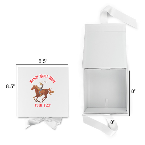 Western Ranch Gift Boxes with Magnetic Lid - White - Open & Closed