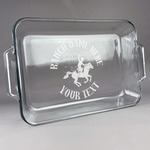 Western Ranch Glass Baking Dish with Truefit Lid - 13in x 9in (Personalized)
