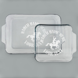 Western Ranch Set of Glass Baking & Cake Dish - 13in x 9in & 8in x 8in (Personalized)