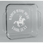 Western Ranch Glass Cake Dish - 8in x 8in (Personalized)