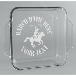 Western Ranch Glass Cake Dish - 8in x 8in (Personalized)