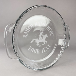 Western Ranch Glass Pie Dish - 9.5in Round (Personalized)