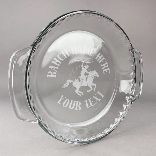 Custom Western Ranch Glass Pie Dish - 9.5in Round (Personalized)