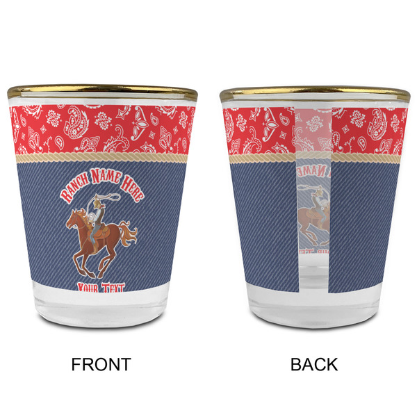 Western Ranch Glass Shot Glass - with gold rim - APPROVAL