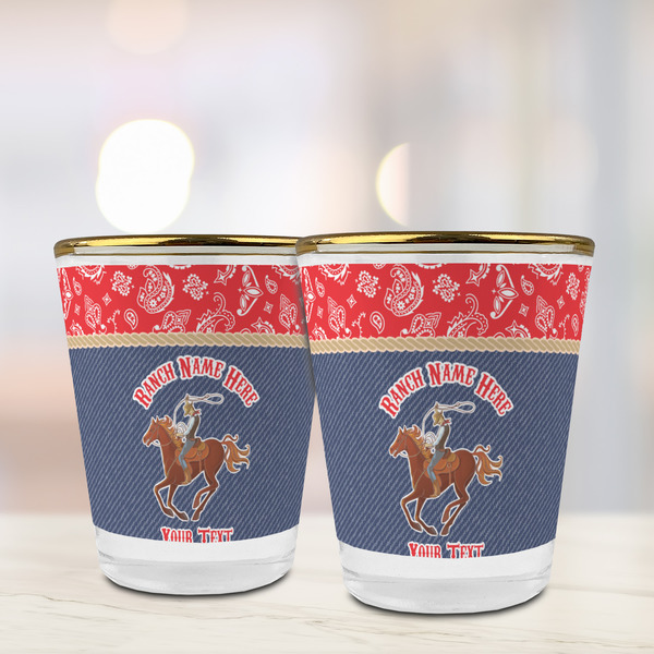 Western Ranch Glass Shot Glass - with gold rim - LIFESTYLE
