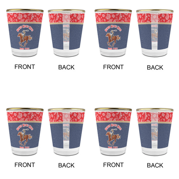 Western Ranch Glass Shot Glass - with gold rim - Set of 4 - APPROVAL