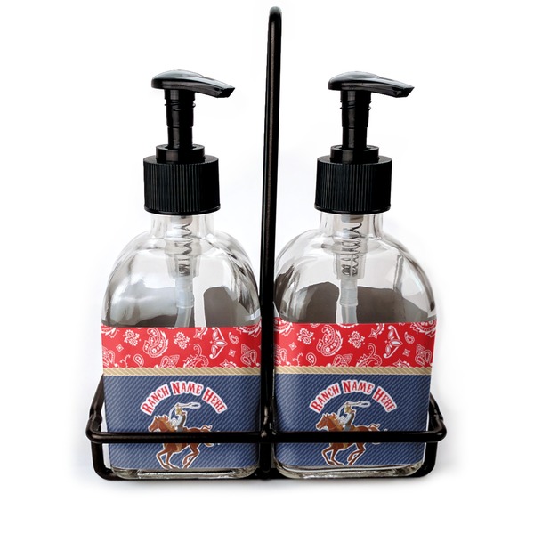 Custom Western Ranch Glass Soap & Lotion Bottle Set (Personalized)