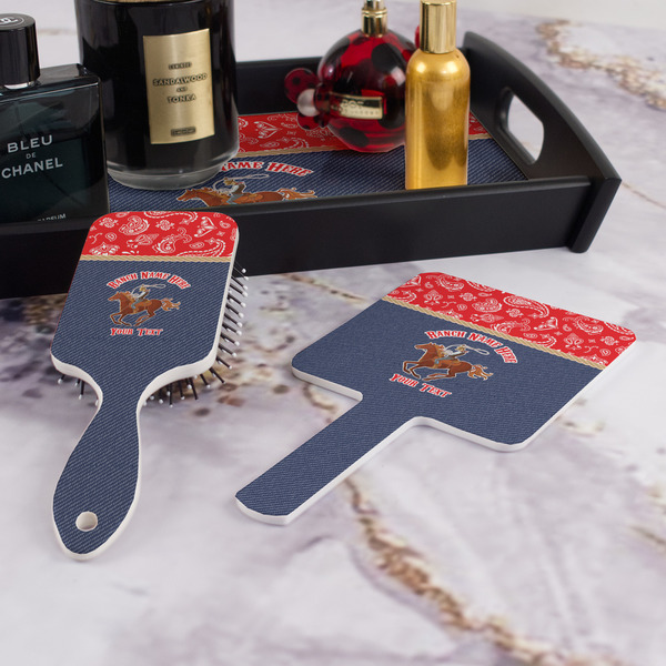 Western Ranch Hair Brush and Hand Mirror - Bathroom Scene