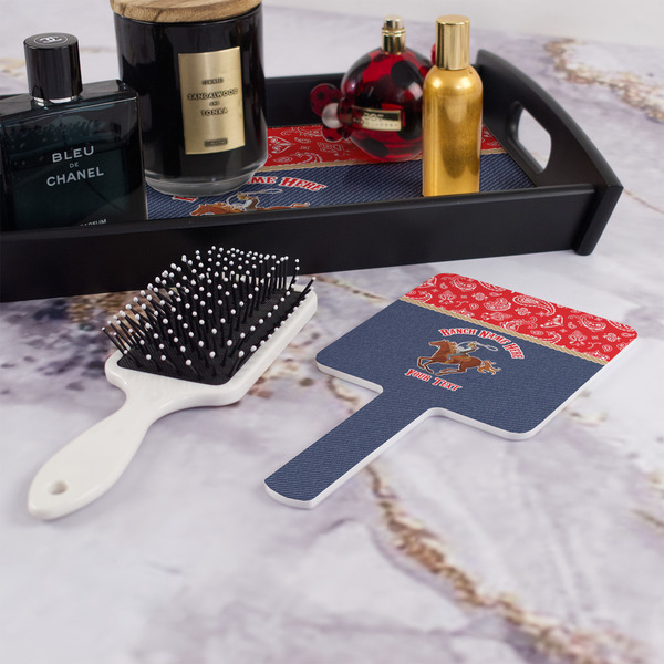 Western Ranch Hand Mirror - With Hair Brush