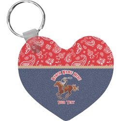 Western Ranch Heart Plastic Keychain w/ Name or Text