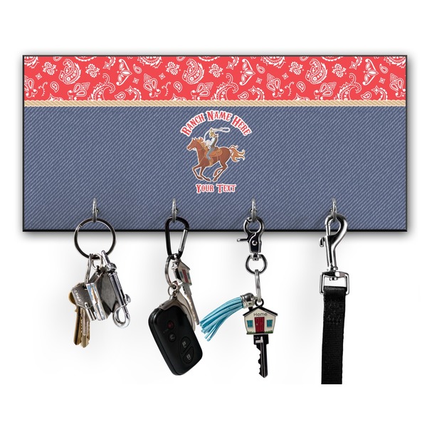 Custom Western Ranch Key Hanger w/ 4 Hooks w/ Graphics and Text
