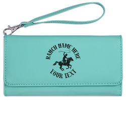 Western Ranch Ladies Leatherette Wallet - Laser Engraved- Teal (Personalized)