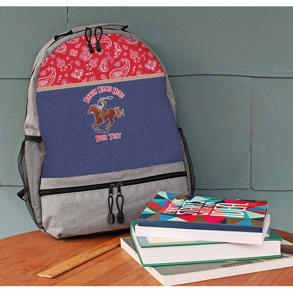 Western Ranch Large Backpack - Gray - On Desk