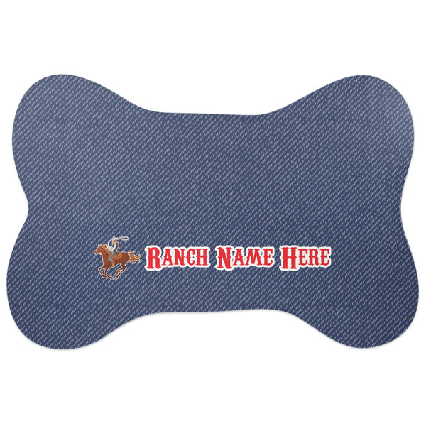 Custom Western Ranch Bone Shaped Dog Food Mat (Large) (Personalized)