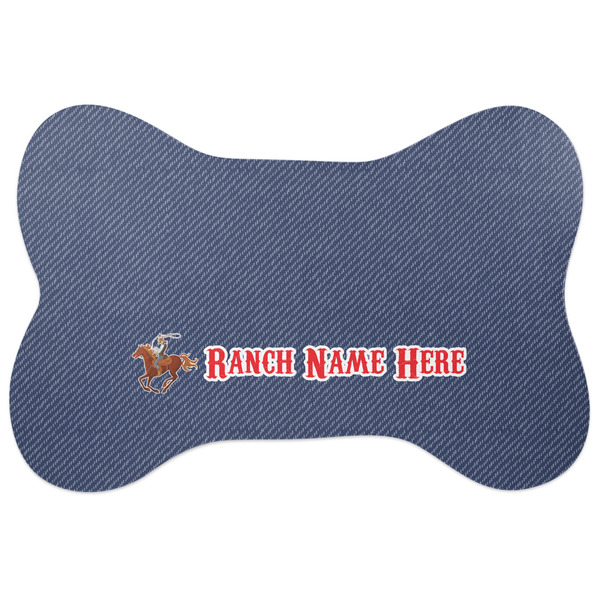 Custom Western Ranch Bone Shaped Dog Food Mat (Large) (Personalized)