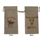 Western Ranch Large Burlap Gift Bag - Front & Back (Personalized)