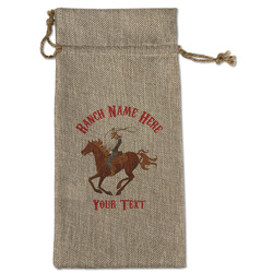 Western Ranch Large Burlap Gift Bag - Front (Personalized)