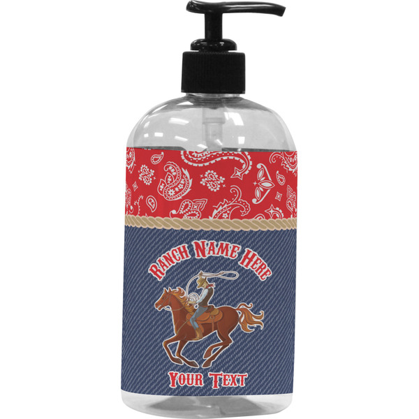 Custom Western Ranch Plastic Soap / Lotion Dispenser (16 oz - Large - Black) (Personalized)