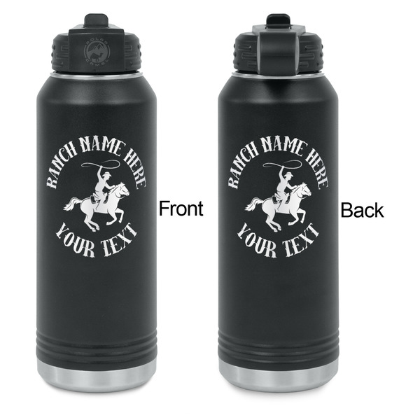 Western Ranch Laser Engraved Water Bottles - Front & Back Engraving - Front & Back View